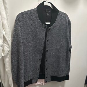 Club Monaco Men’s Charcoal Gray and Black Varsity Jacket Like New Coat Medium
